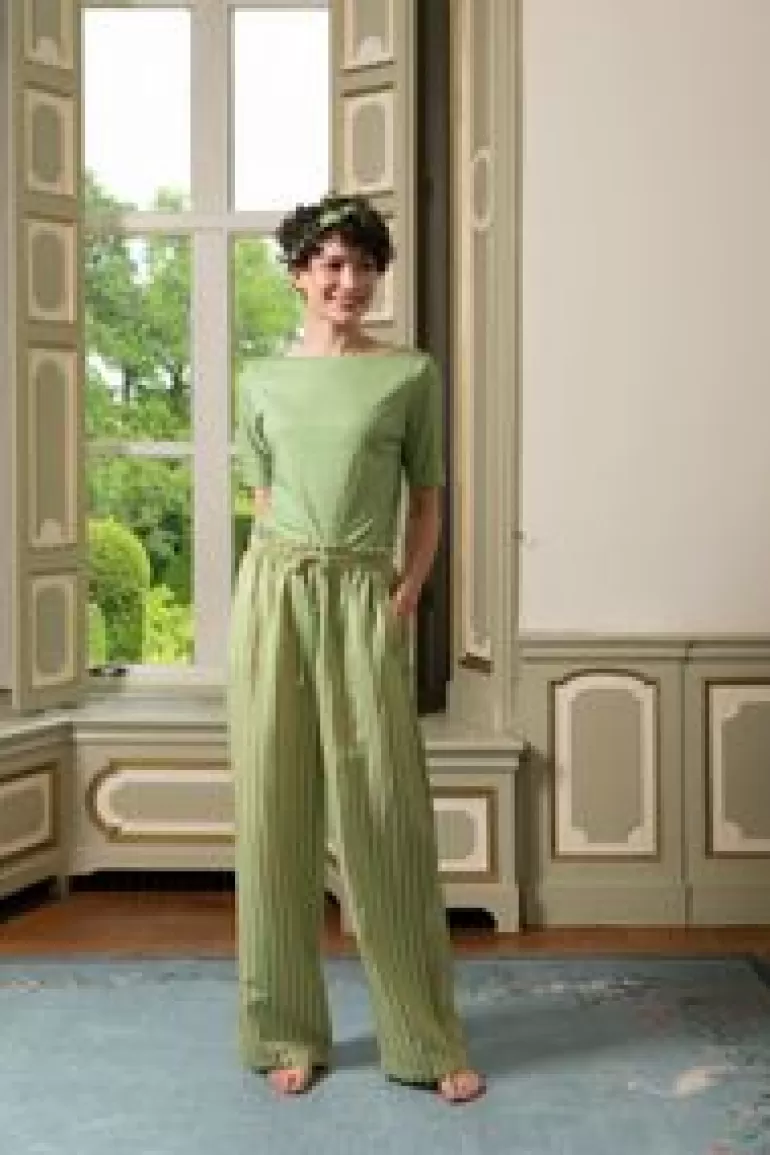 Broeken-Pip Studio Lange Broek Sumo Stripe Groen