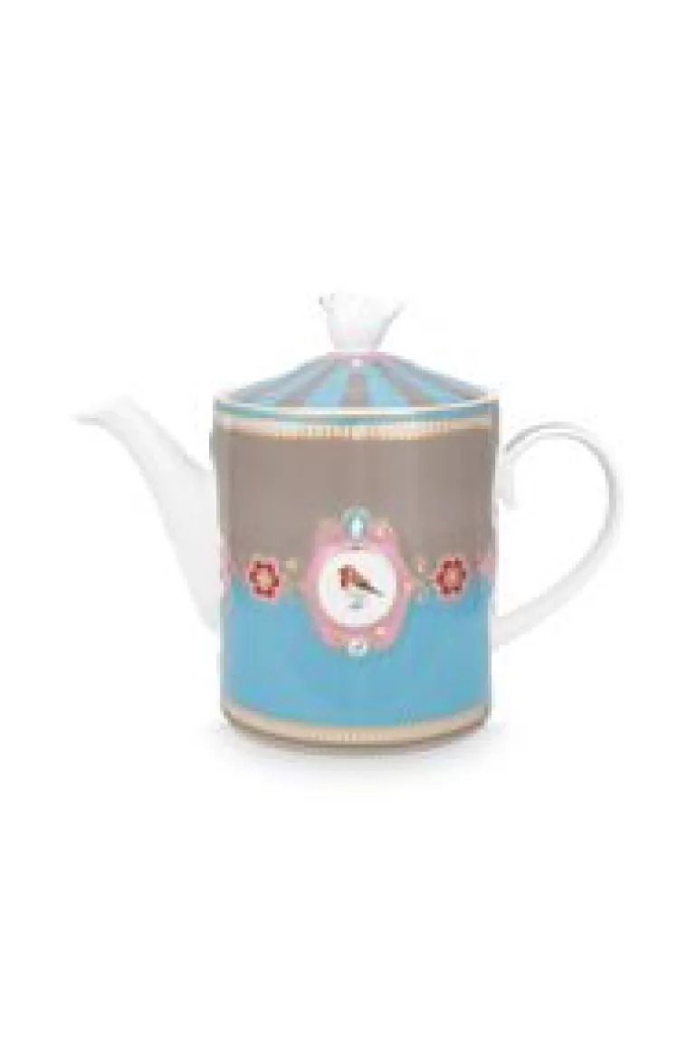 Theepotten-Pip Studio Love Birds Theepot Medium Blauw/Khaki Multi