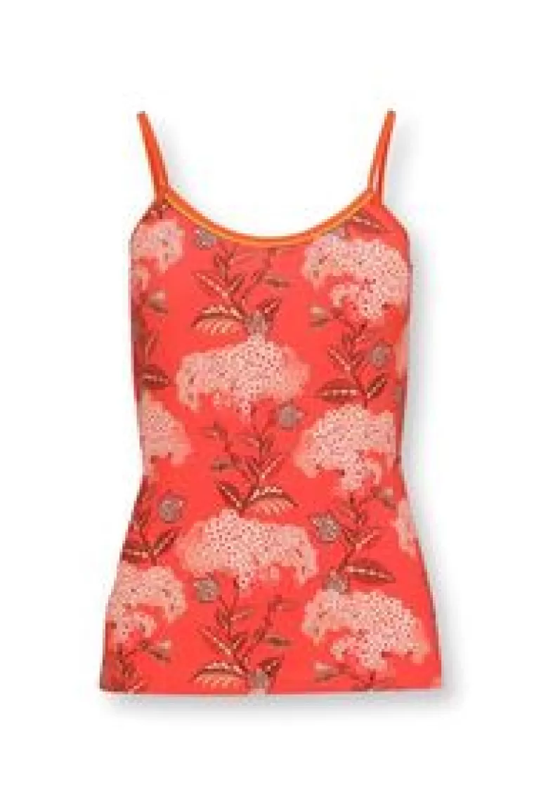 Tops-Pip Studio Mouwloze Top Flora Firenze Koraal Rood