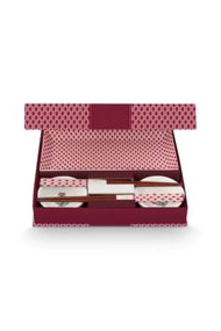 Sets Porseleinen Sets-Pip Studio Oriental Flower Festival Set/6 Sushi Donker Roze