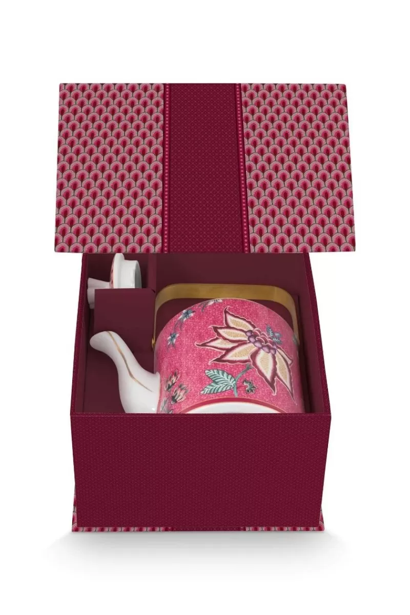 Store Pip Studio Oriental Flower Festival Theepot Donker Medium Roze