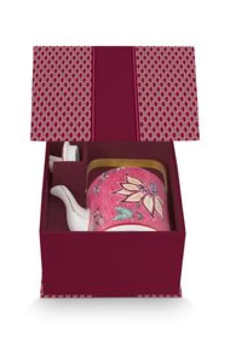 Sets Porseleinen Sets-Pip Studio Oriental Flower Festival Theepot Donker Medium Roze