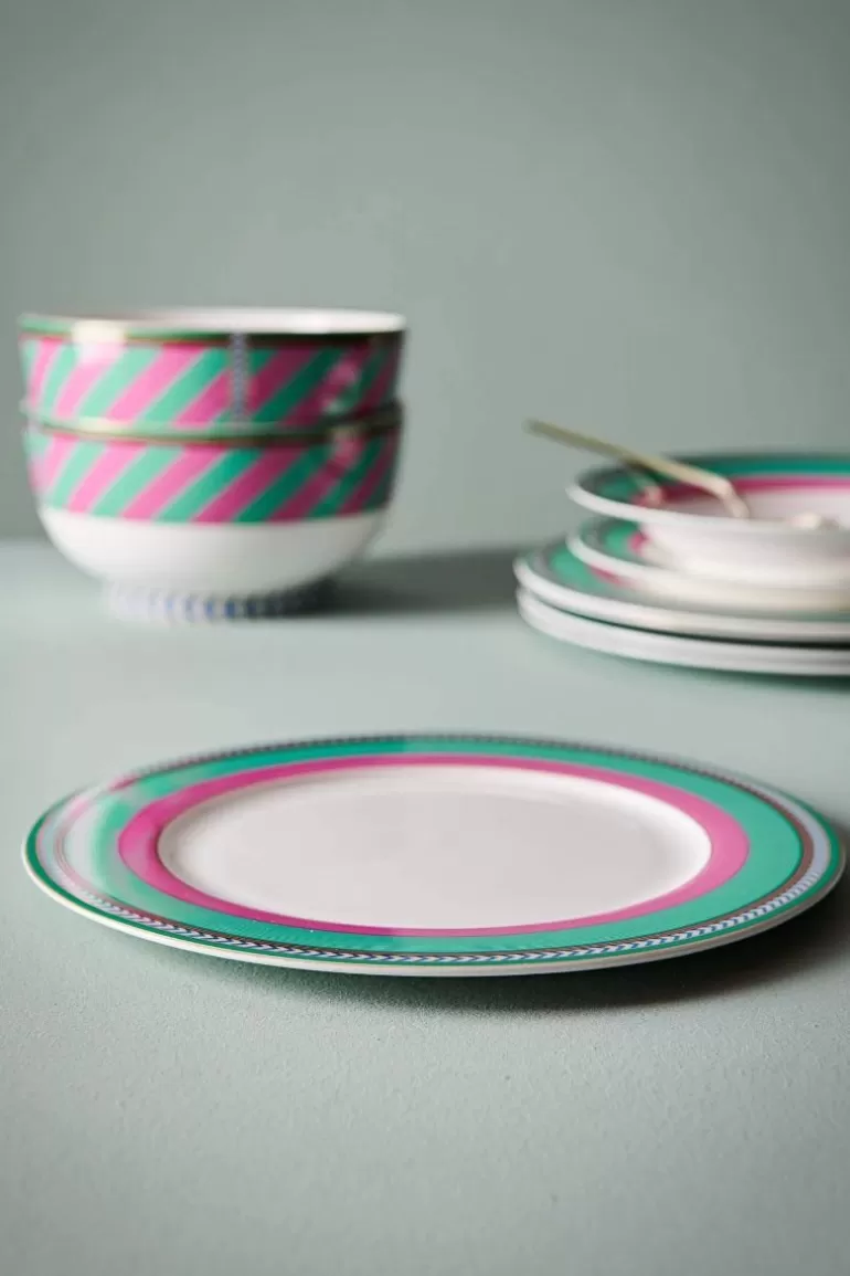 Dinerborden-Pip Studio Pip Chique Stripes Dinerbord Roze/Groen 28Cm