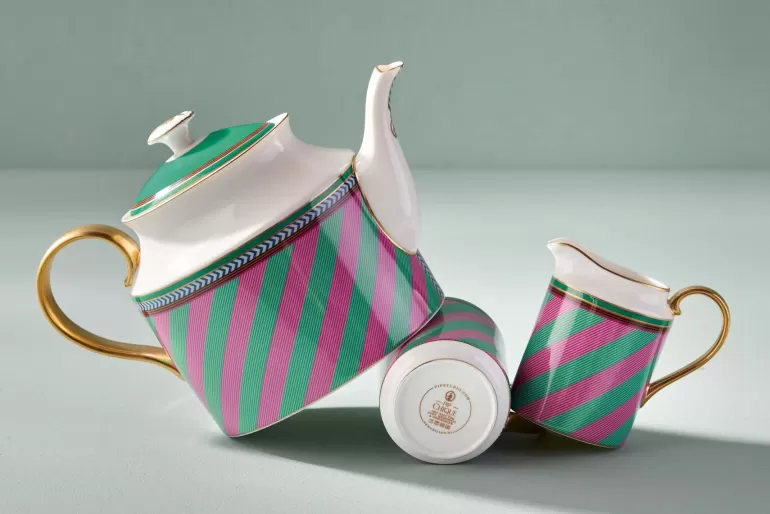 Melkkannen-Pip Studio Pip Chique Stripes Kan Klein Roze/Groen