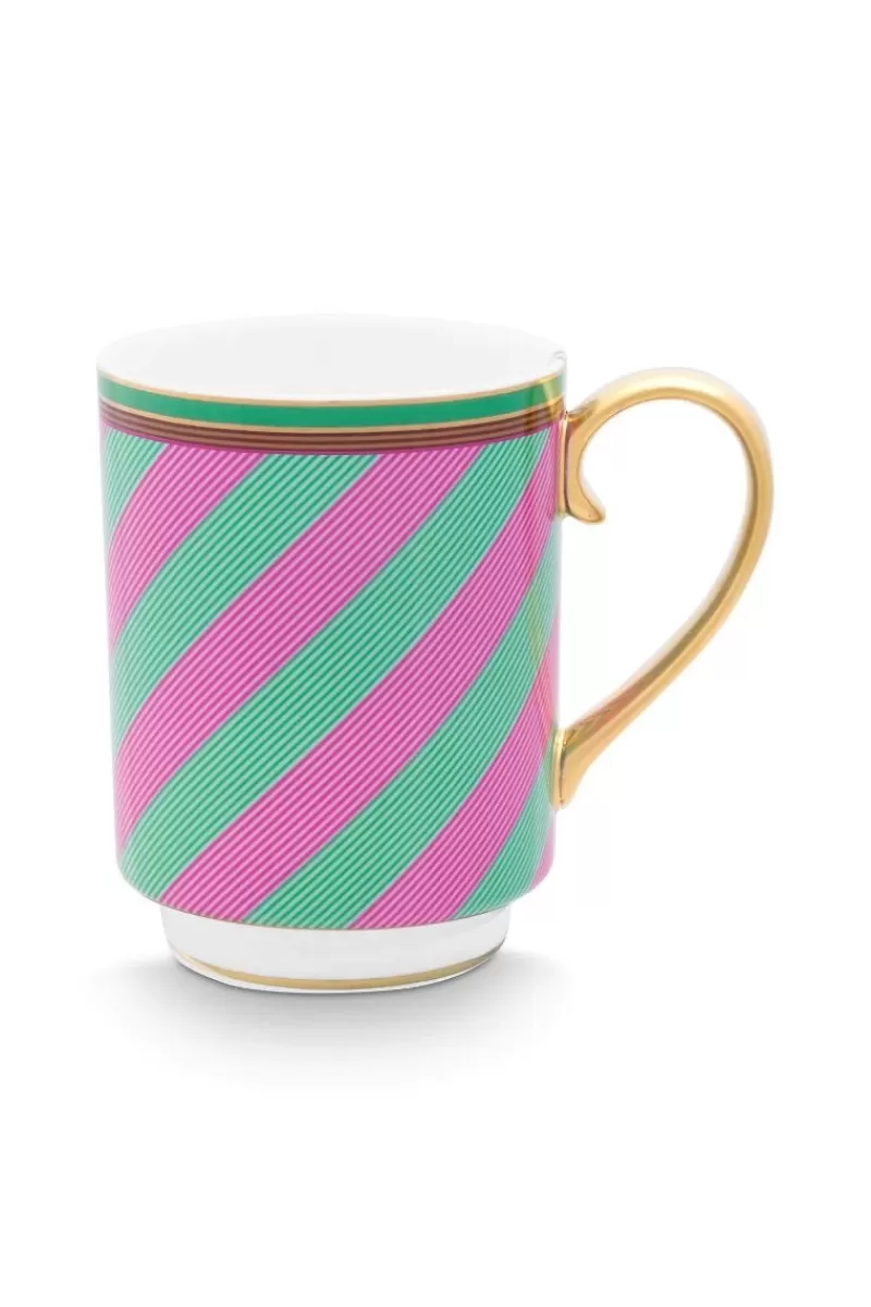 Sale Pip Studio Pip Chique Stripes Mok Groot Roze/Groen 350Ml