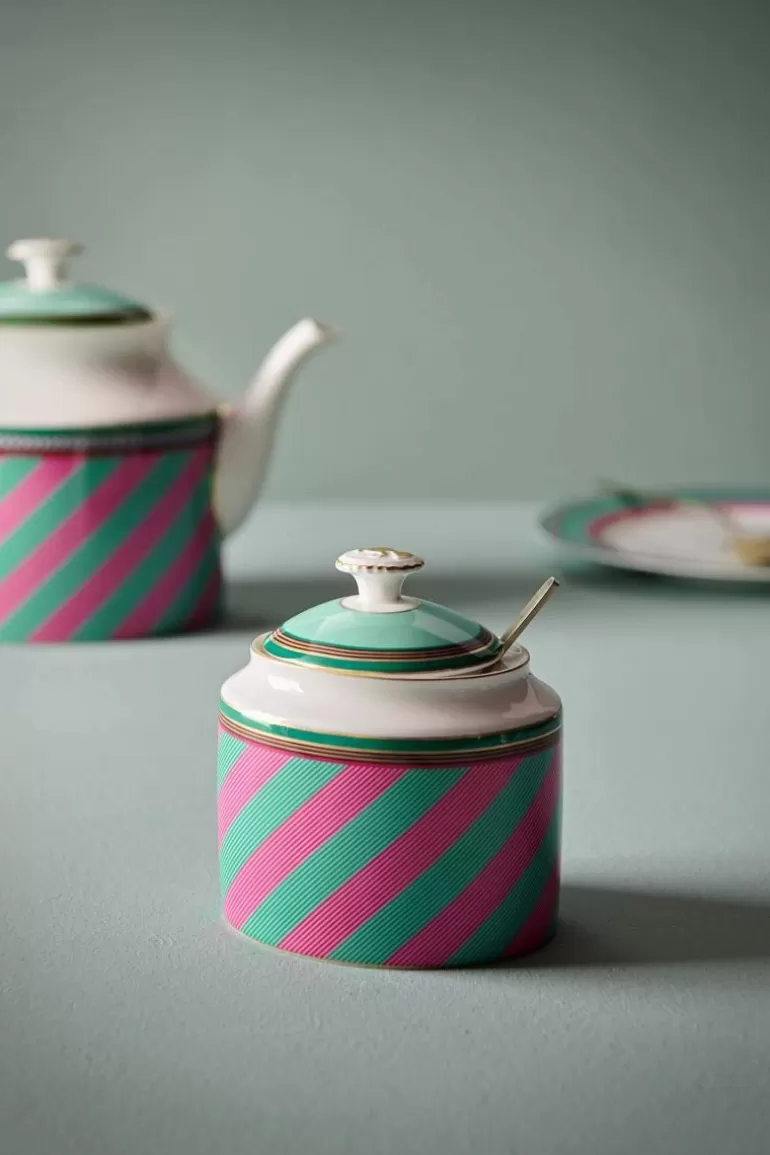 Suikerpotten-Pip Studio Pip Chique Stripes Suikerpot Roze/Groen