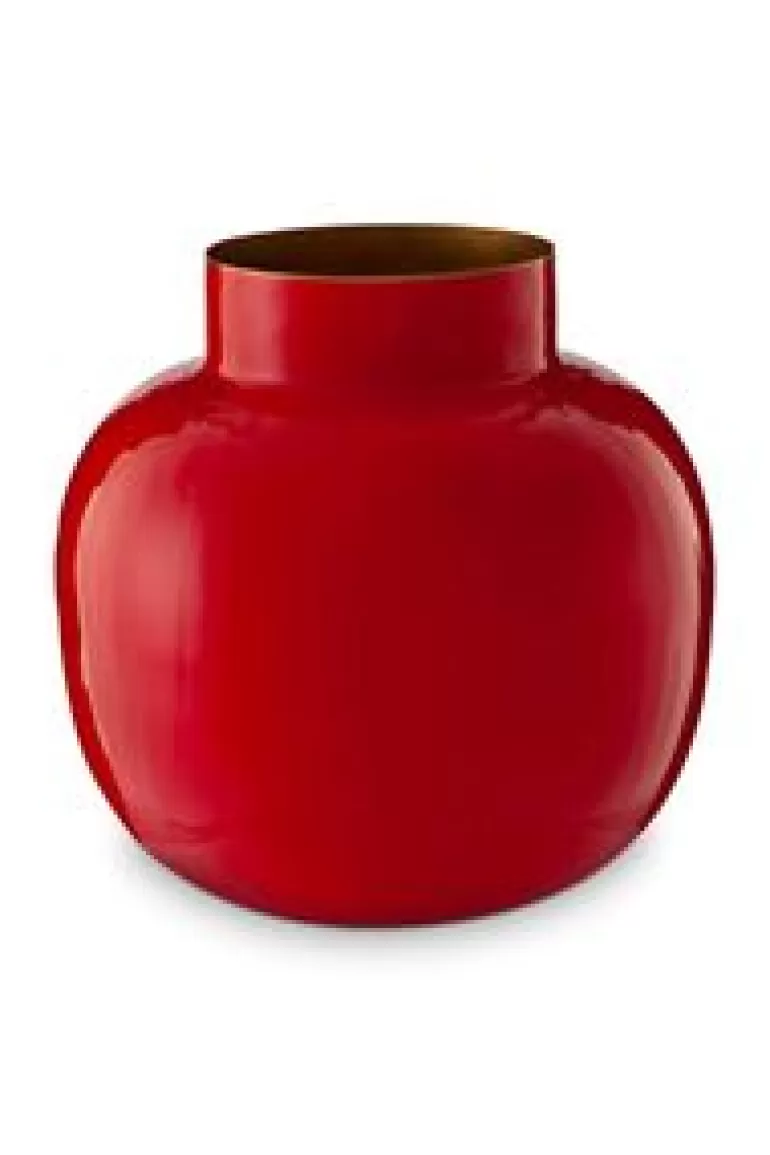 Grote Vazen-Pip Studio Ronde Vaas Metaal 25 Cm Rood