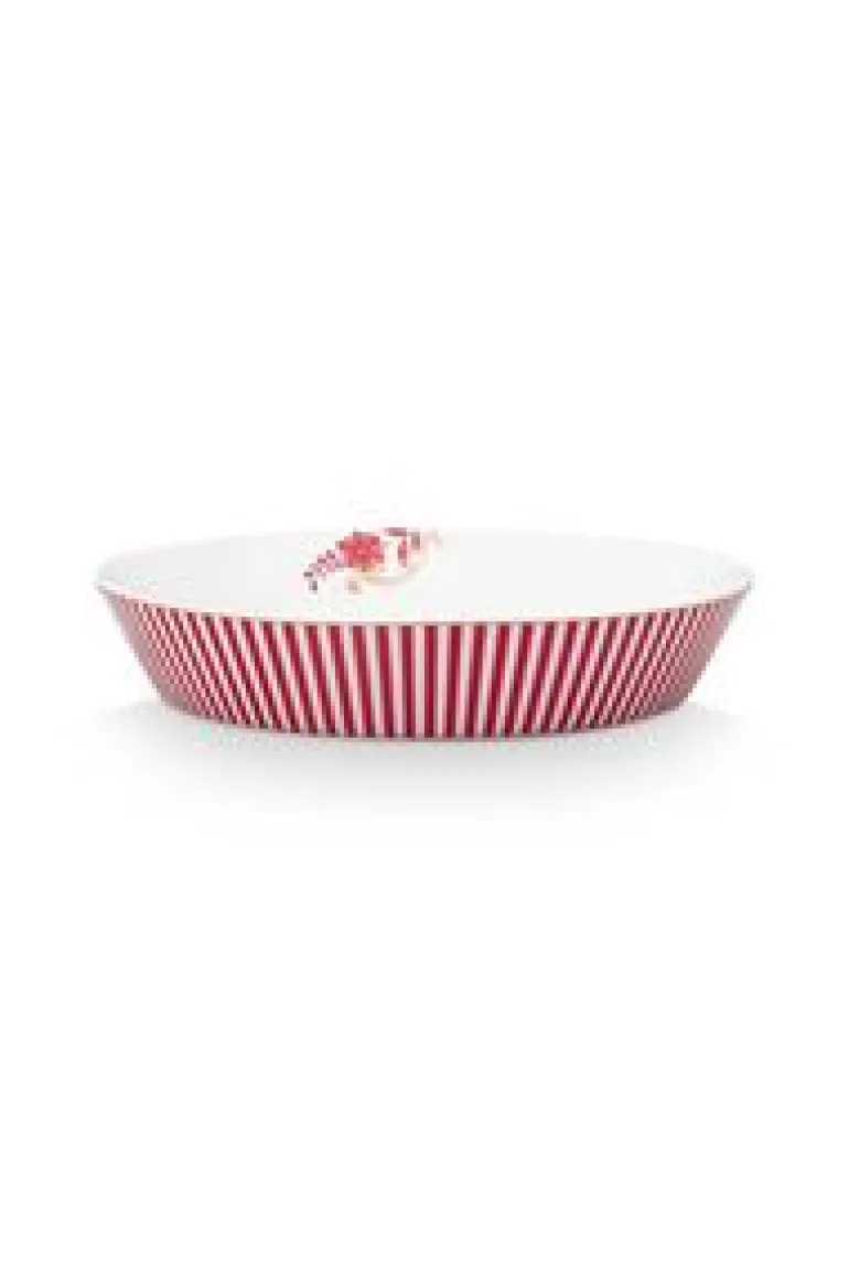 Diepe Borden-Pip Studio Royal Stripes Diep Bord Donkerroze 21.5Cm