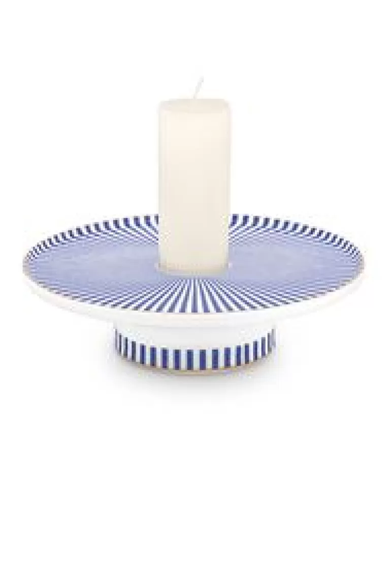 Kandelaars-Pip Studio Royal Stripes Kaarshouder 13 Cm Blauw