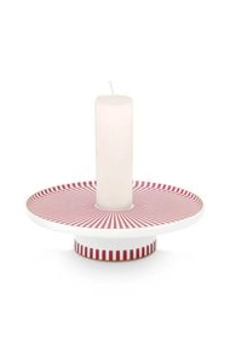 Kandelaars-Pip Studio Royal Stripes Kaarshouder 14Cm Roze