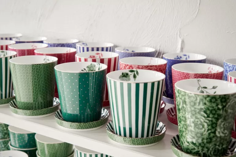 Sets Porseleinen Sets-Pip Studio Royal Stripes Mok & Theetip Groen