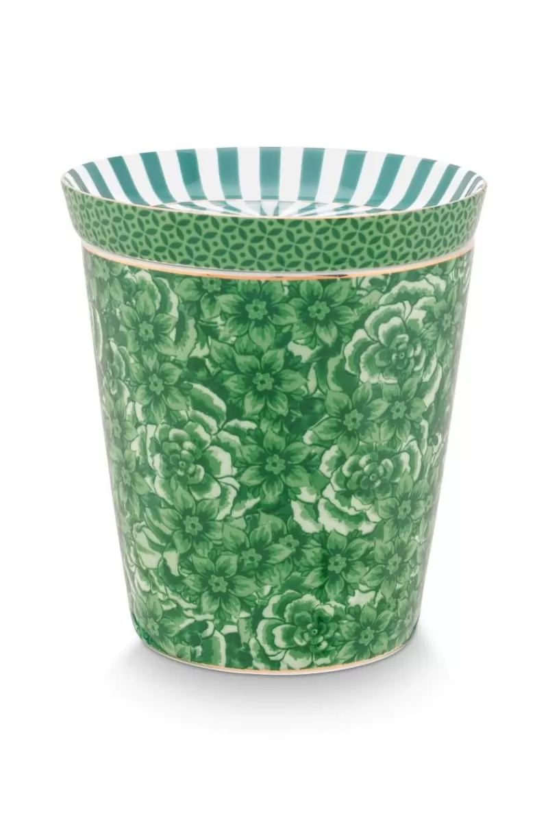 Hot Pip Studio Royal Stripes Mok Bloemen & Theetip Groen