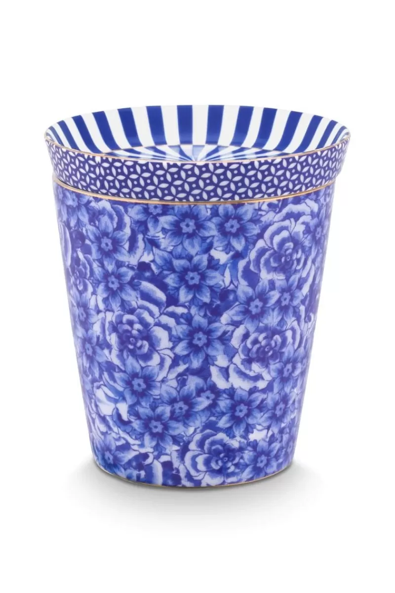 Sale Pip Studio Royal Stripes Mok Bloemen & Theetip Blauw