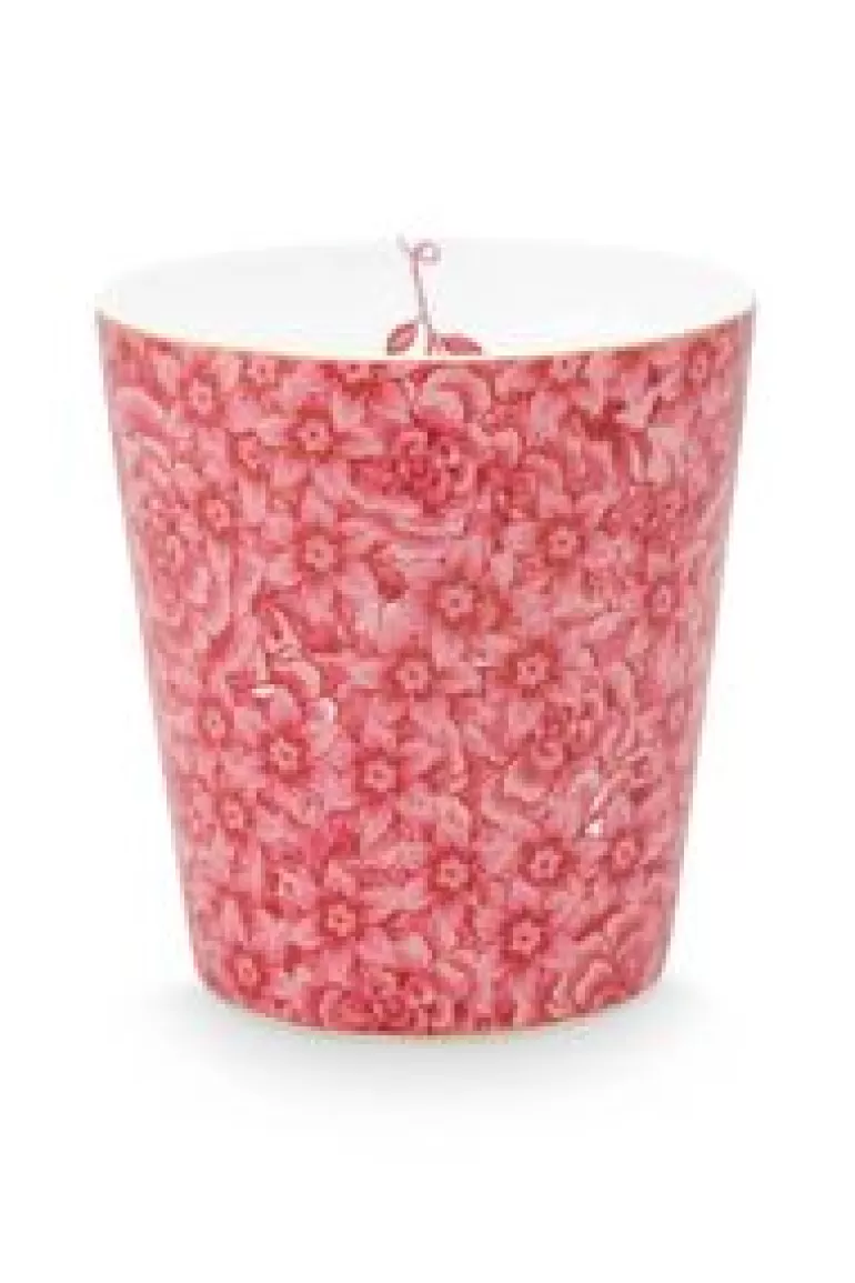 Koffiemokken-Pip Studio Royal Stripes Mok Bloemen Donkerroze