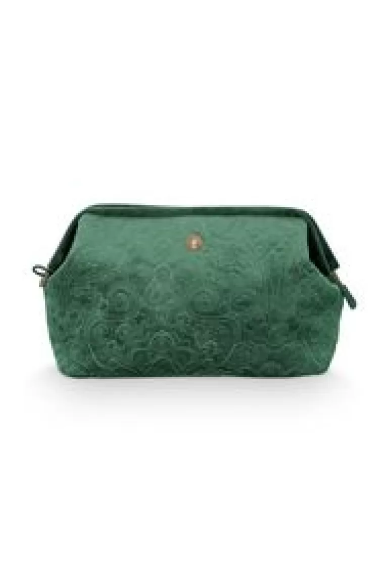 Toilettassen-Pip Studio Toilettas Buidel Extra Groot Velvet Quiltey Days Groen