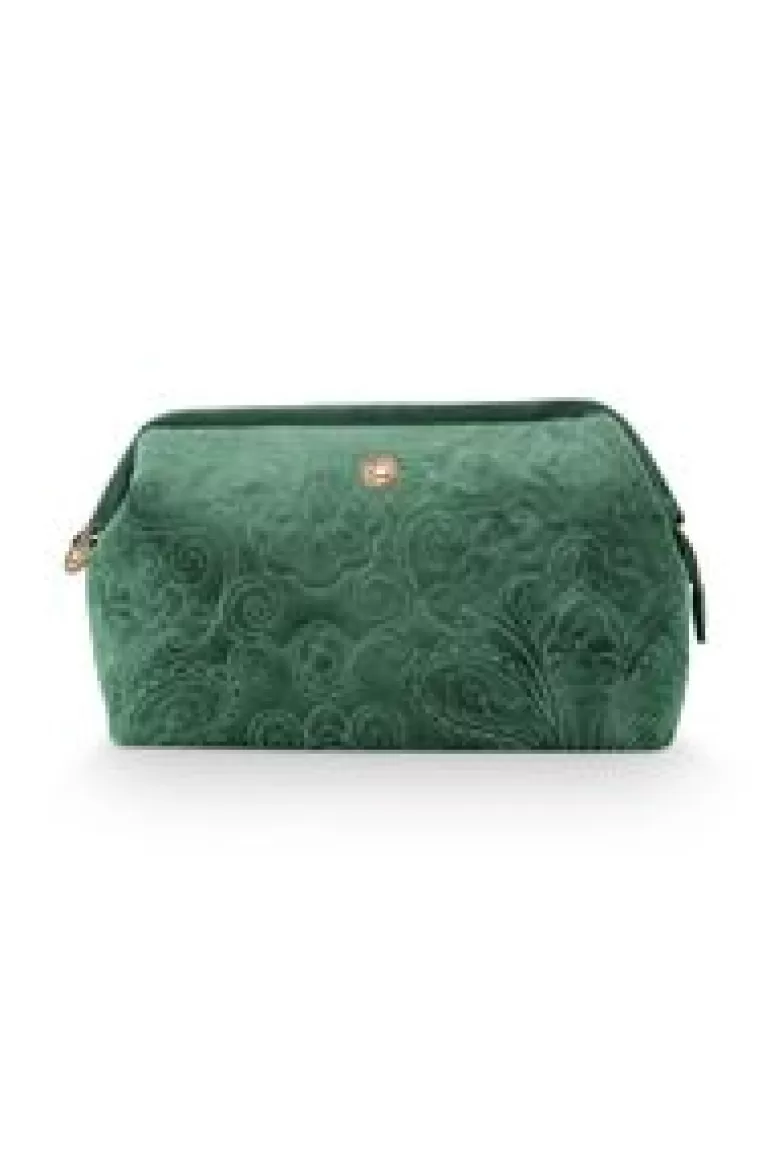 Beauty Cases-Pip Studio Toilettas Buidel Groot Velvet Quiltey Days Groen