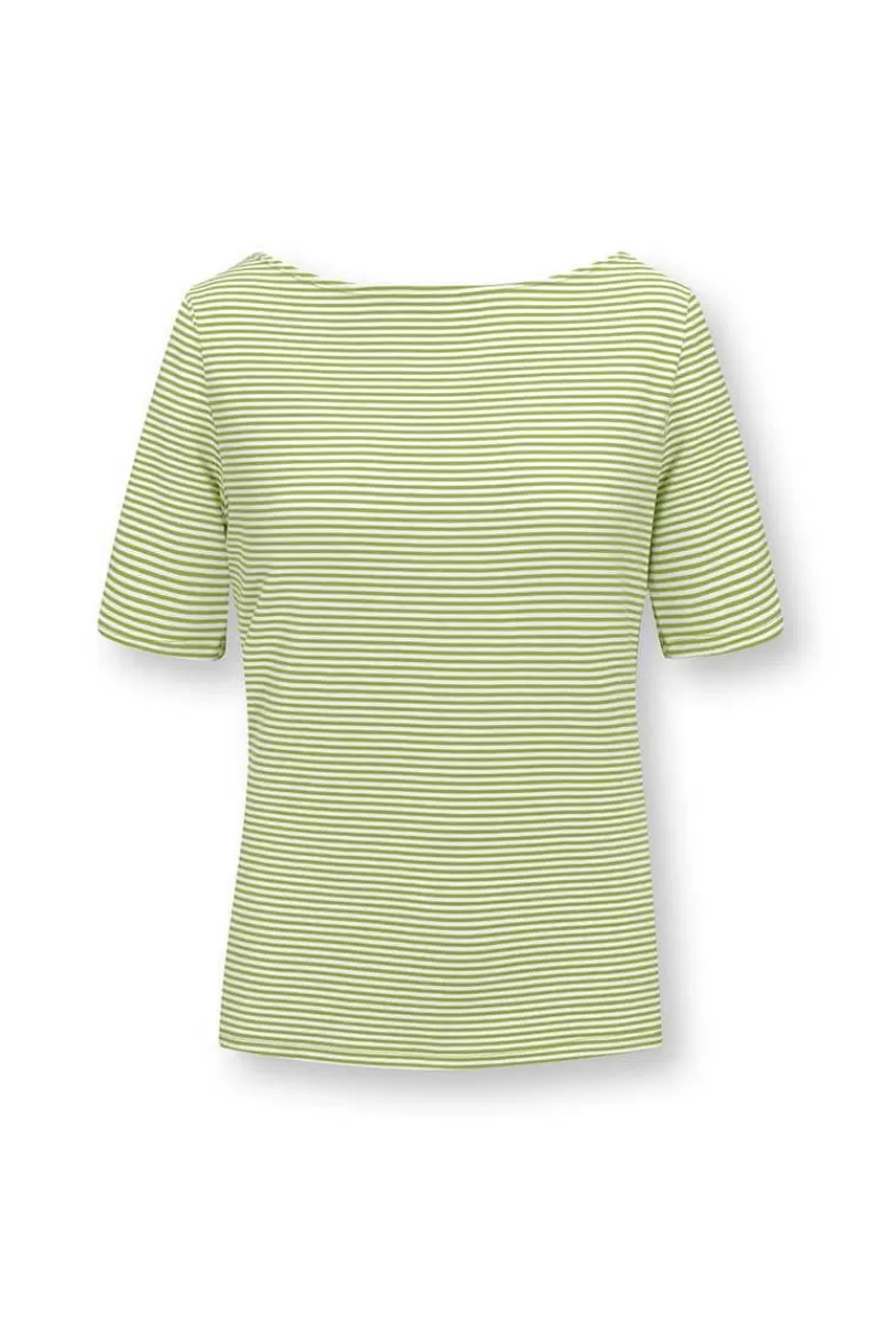 New Pip Studio Top Korte Mouw Little Sumo Stripe Fel Groen