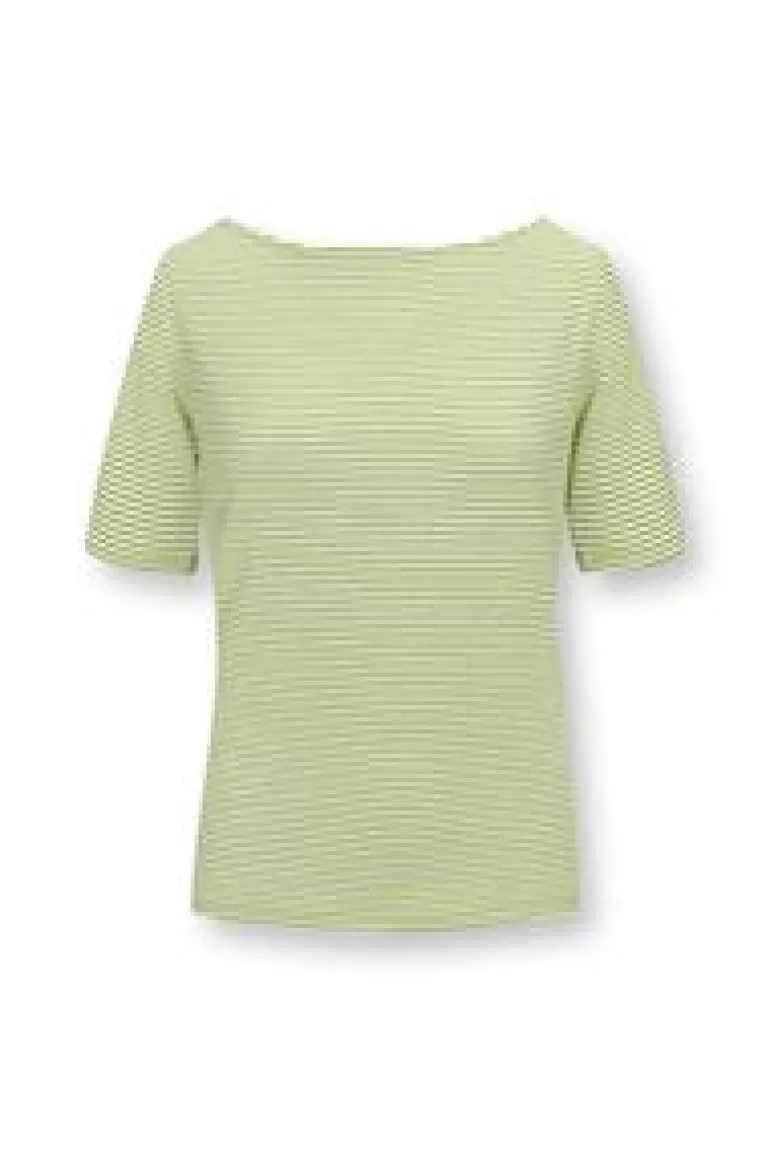 T-Shirts-Pip Studio Top Korte Mouw Little Sumo Stripe Fel Groen