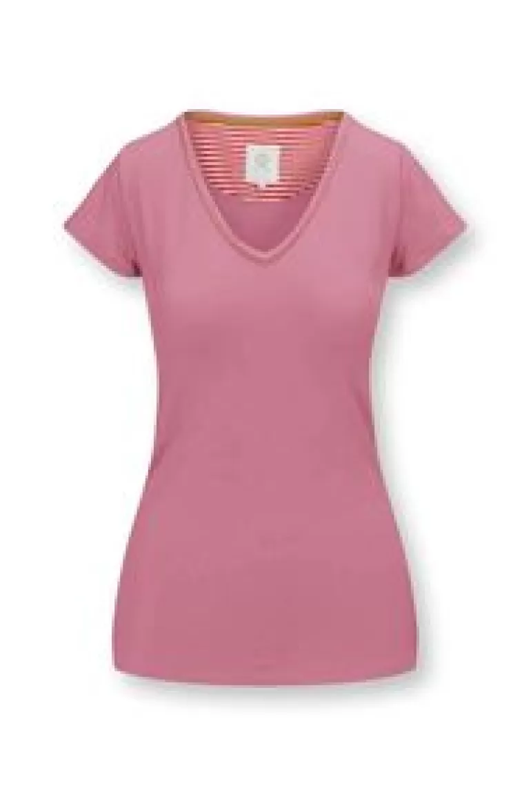 T-Shirts-Pip Studio Top Korte Mouw Solid Roze