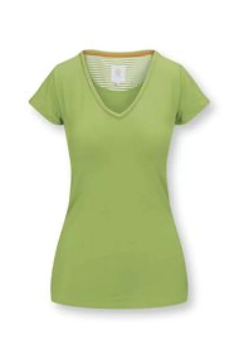 T-Shirts-Pip Studio Top Korte Mouw Solid Licht Groen