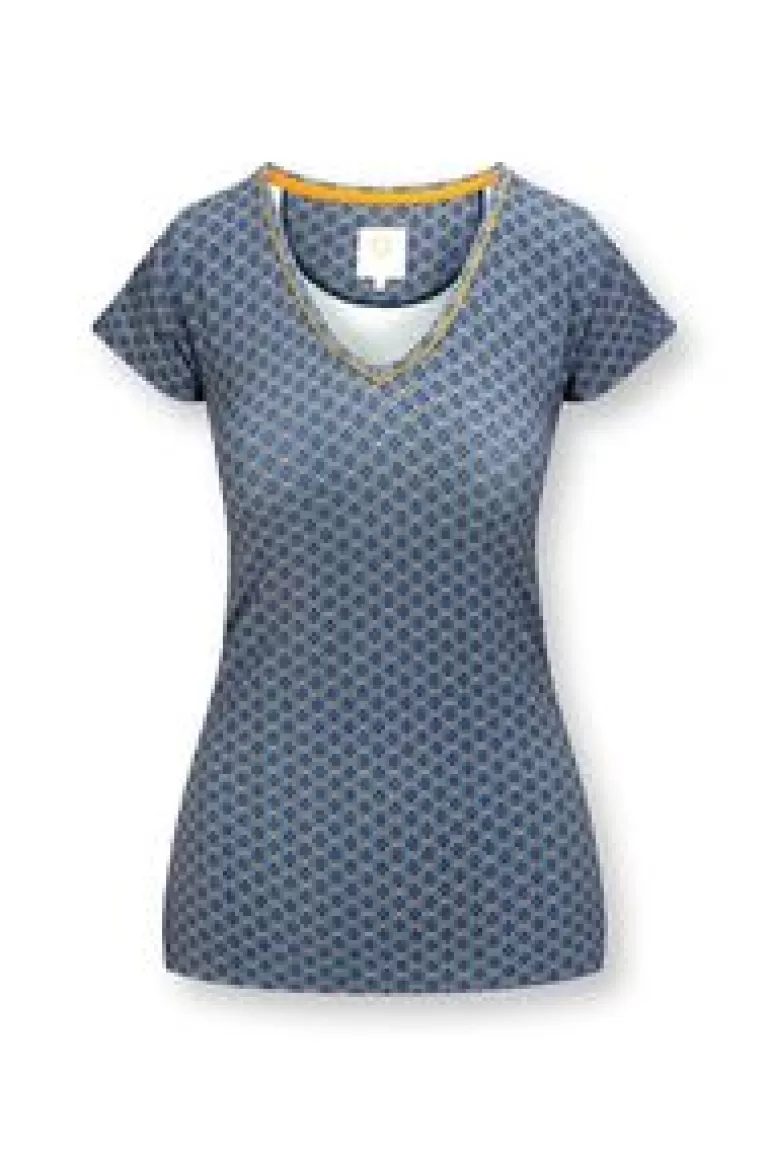 T-Shirts-Pip Studio Top Korte Mouw Tegola Blauw