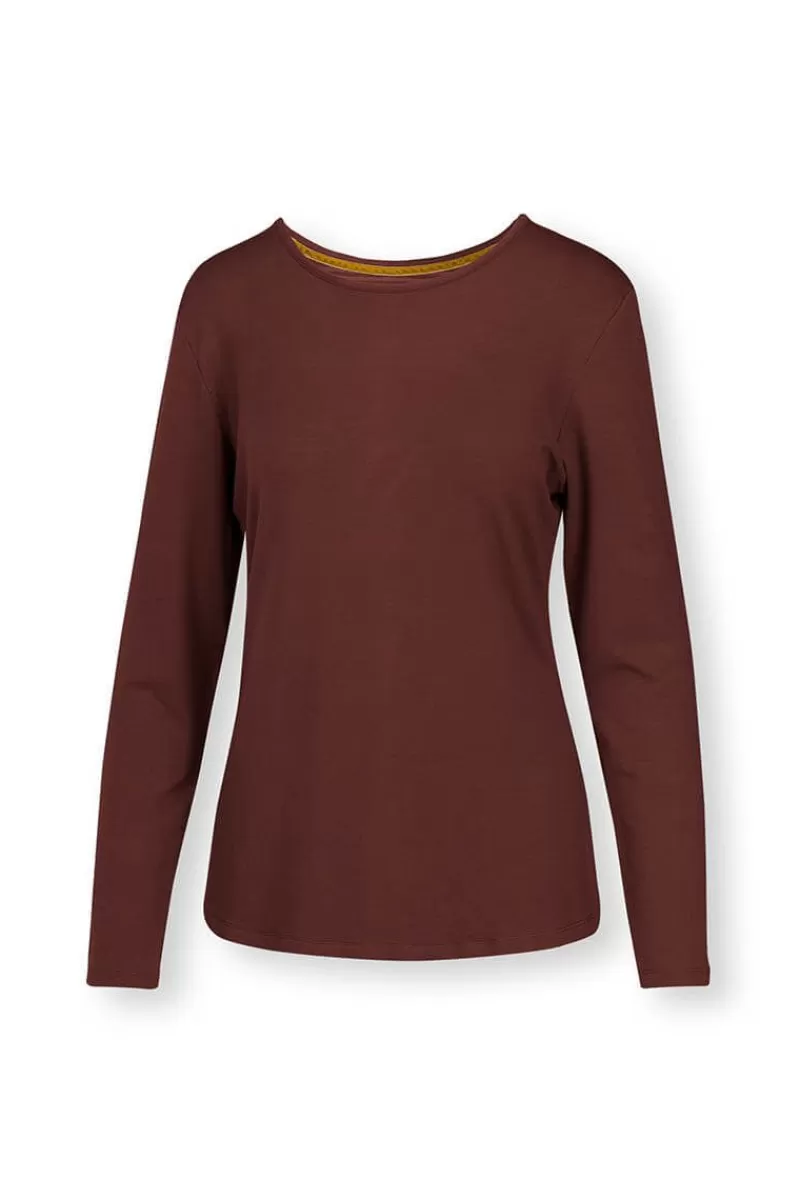 Store Pip Studio Top Lange Mouw Solid Terra Rood