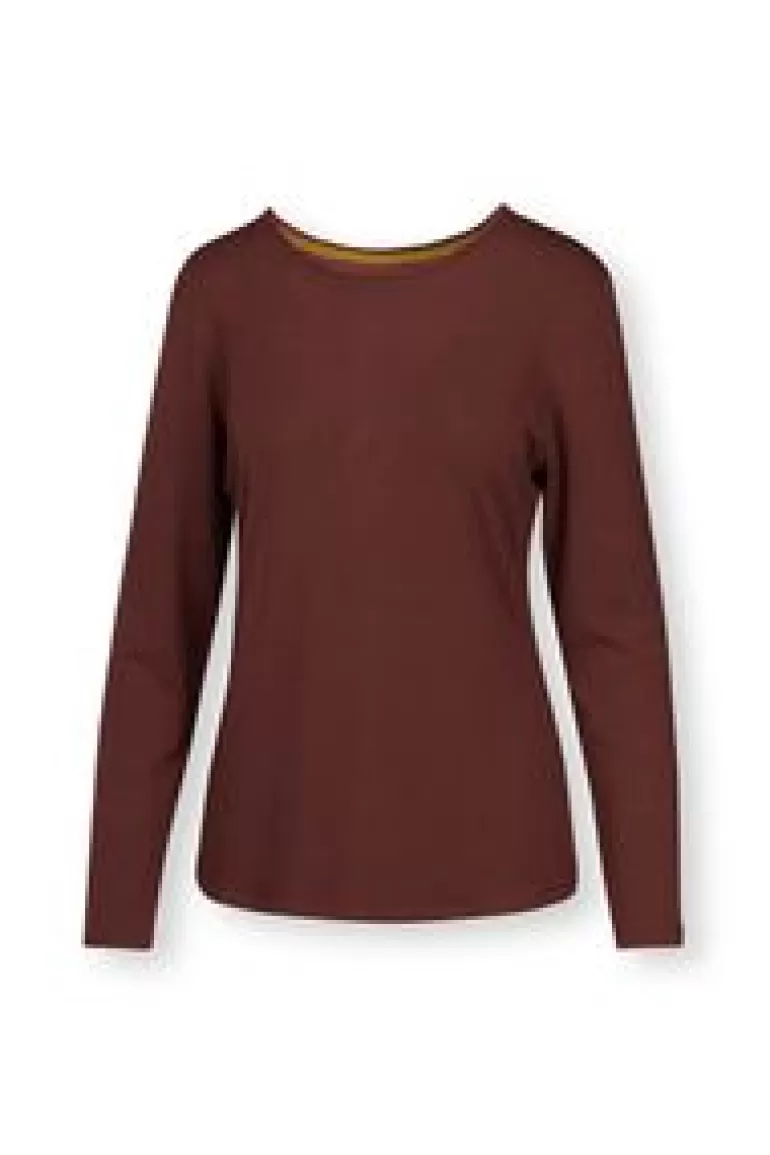 Lange Mouwen T-Shirts-Pip Studio Top Lange Mouw Solid Terra Rood