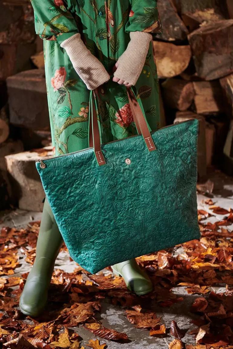 Weekendtassen-Pip Studio Tote Bag Velvet Quiltey Days Groen