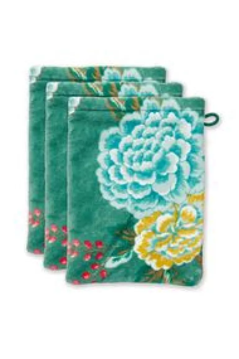 Washandjes-Pip Studio Washandje Set/3 Good Evening 16X22 Cm Groen