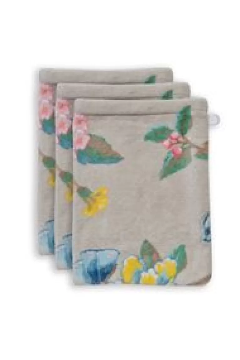 Washandjes-Pip Studio Washandje Set/3 Good Evening 16X22 Cm Khaki