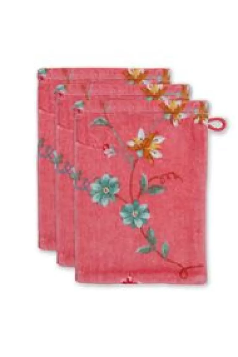 Washandjes-Pip Studio Washandje Set/3 Les Fleurs 16X22 Cm Roze