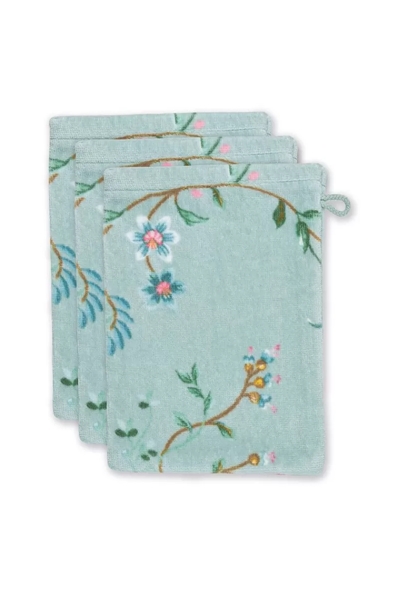 New Pip Studio Washandje Set/3 Les Fleurs 16X22 Cm Blauw