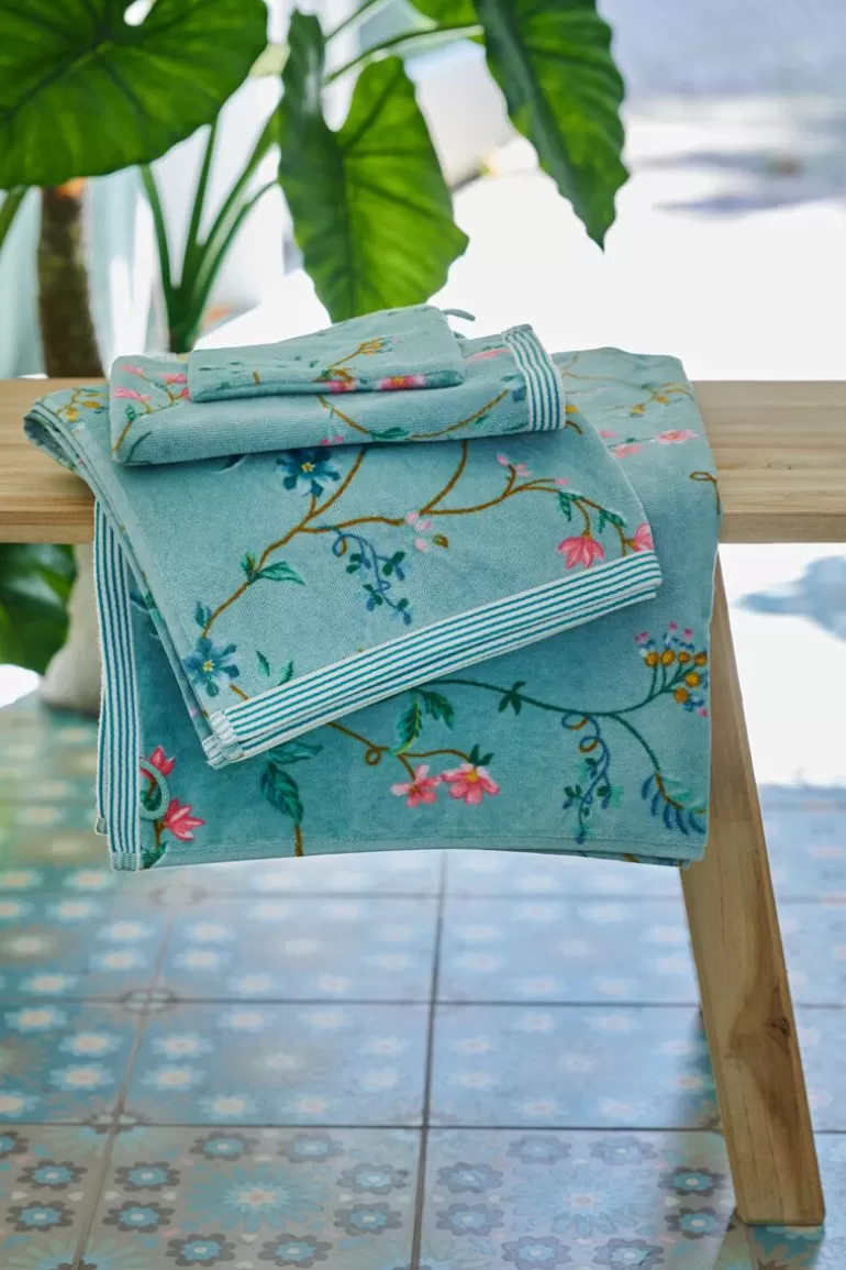 Washandjes-Pip Studio Washandje Set/3 Les Fleurs 16X22 Cm Blauw