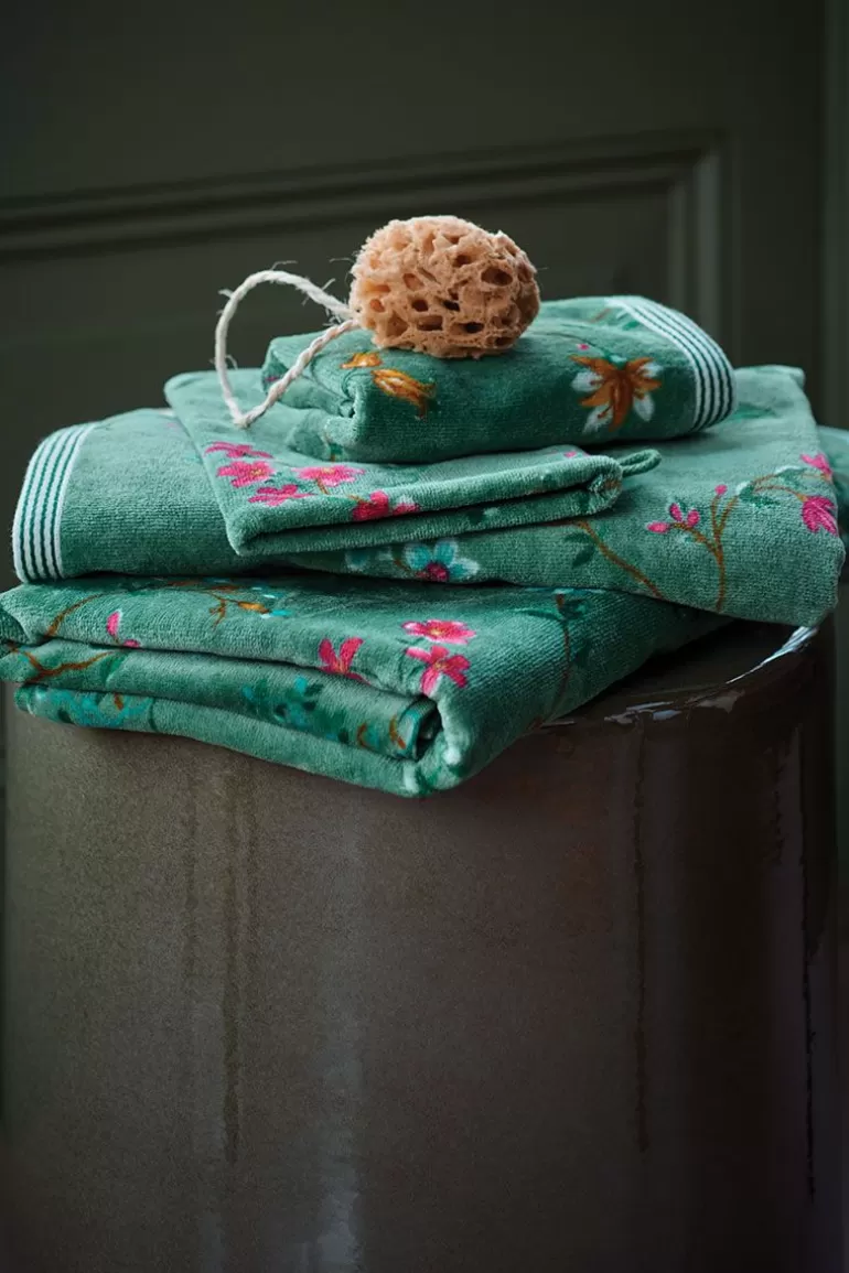 Washandjes-Pip Studio Washandje Set/3 Les Fleurs 16X22 Cm Groen