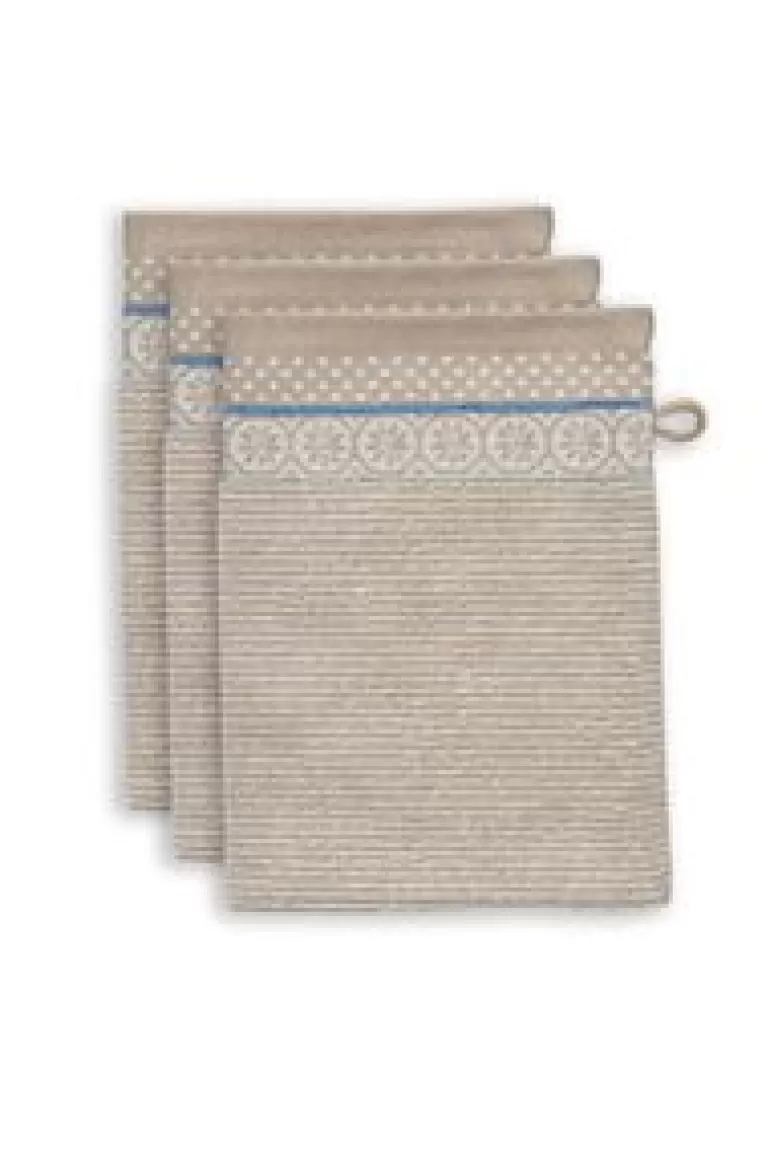 Washandjes-Pip Studio Washandje Set/3 Soft Zellige 16X22 Cm Khaki