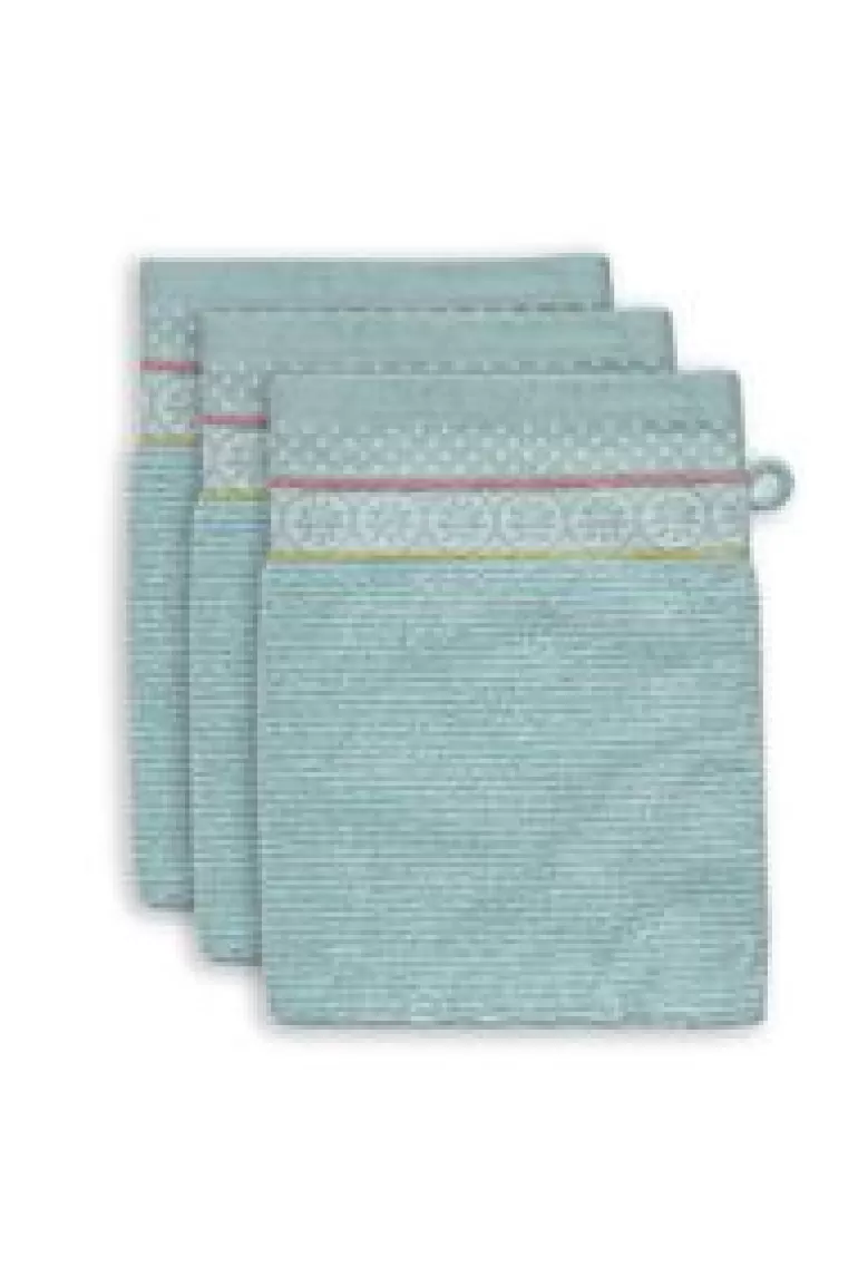 Washandjes-Pip Studio Washandje Set/3 Soft Zellige Blue 16X22 Cm Blauw