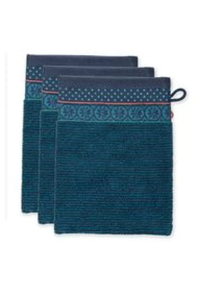 Washandjes-Pip Studio Washandje Set/3 Soft Zellige Donker 16X22 Cm Blauw