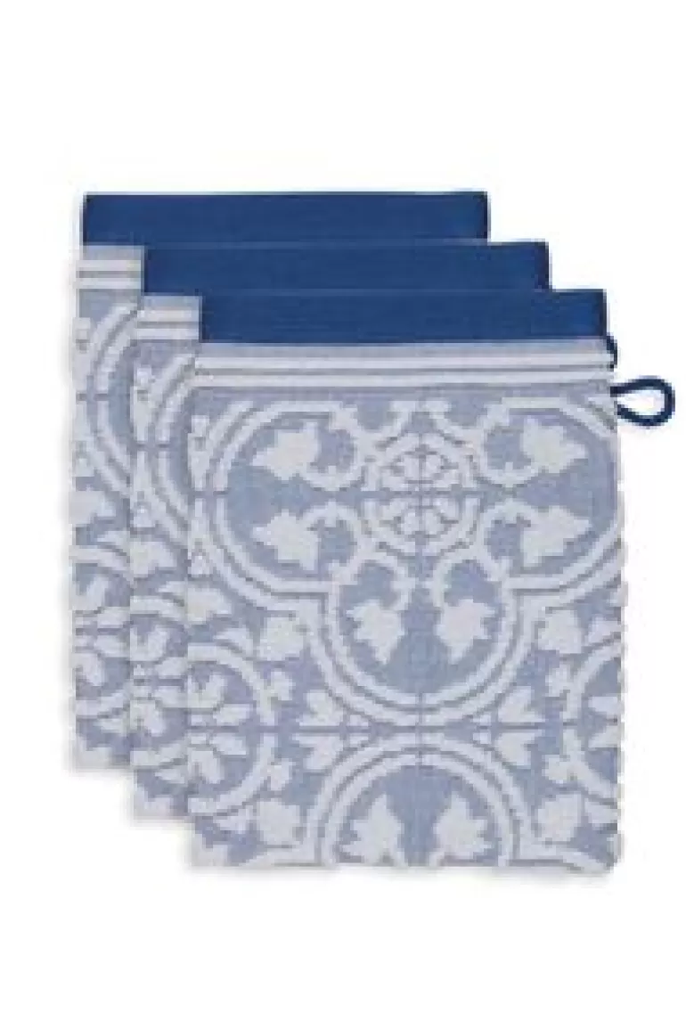 Washandjes-Pip Studio Washandje Set/3 Tile De Pip 16X22 Cm Blauw