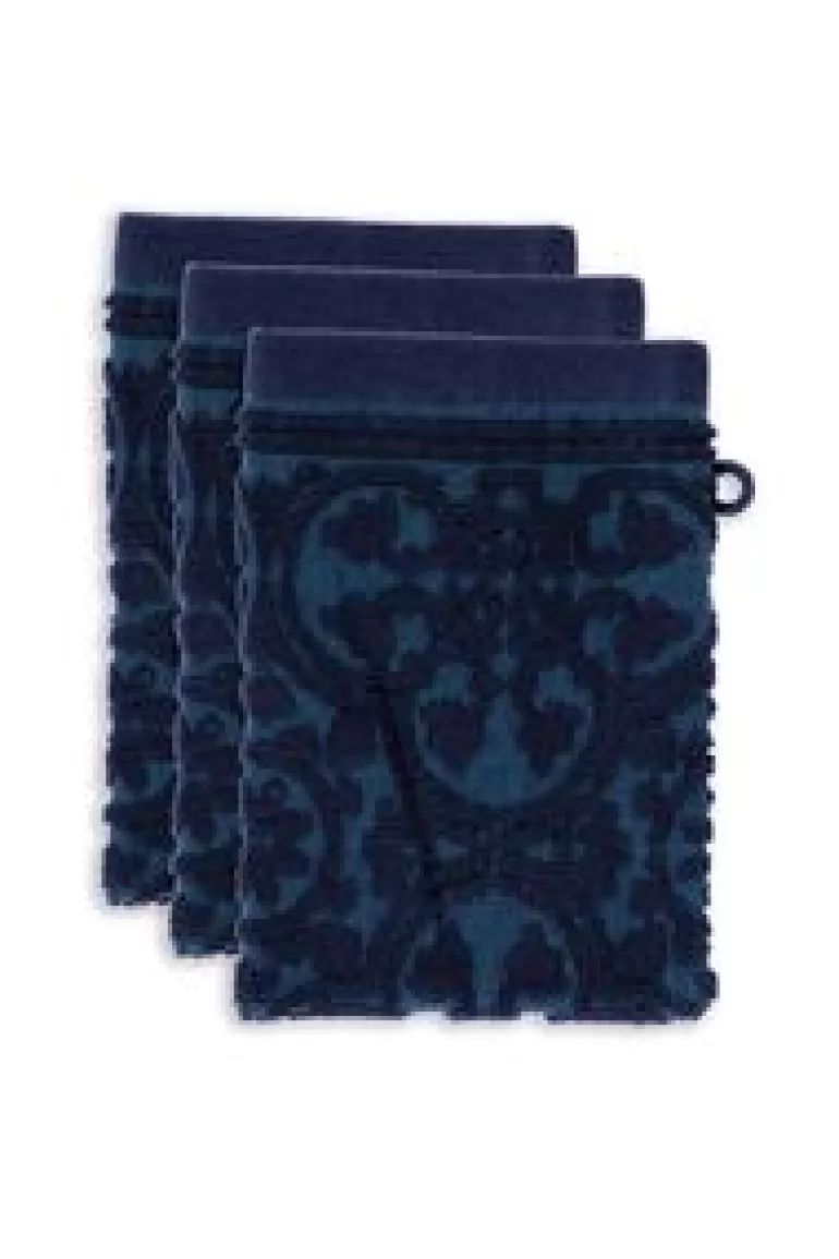 Washandjes-Pip Studio Washandje Set/3 Tile De Pip Donker 16X22 Cm Blauw