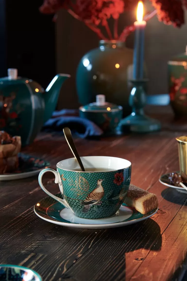 Sets Porseleinen Sets-Pip Studio Winter Wonderland Set/2 Cappuccino Kop & Schotel Groen