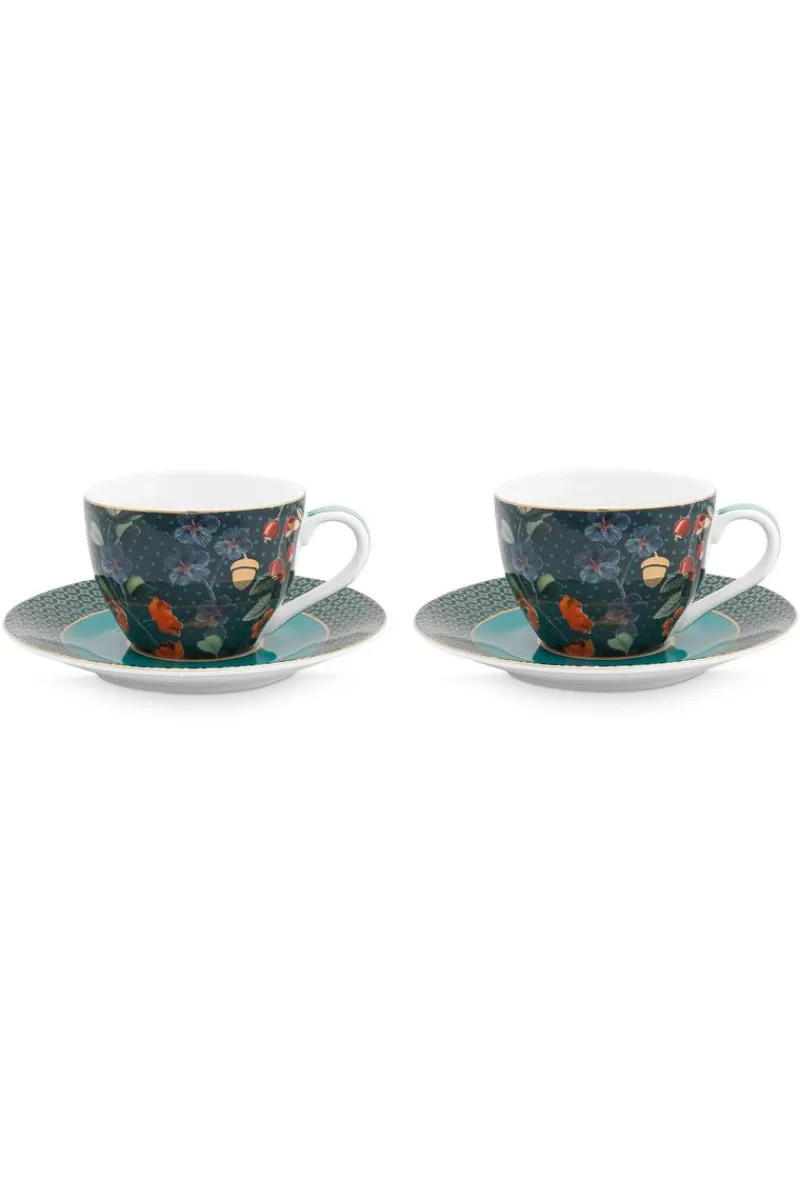 Fashion Pip Studio Winter Wonderland Set/2 Espresso Kop & Schotel Donkerblauw